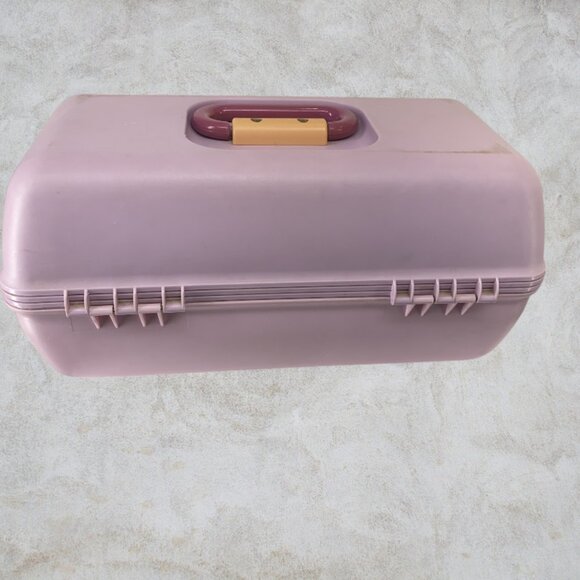 VINTAGE CABOODLE CASE -- 1980's Make Up Case, Purple/Pink, Original Owner - Picture 5 of 16